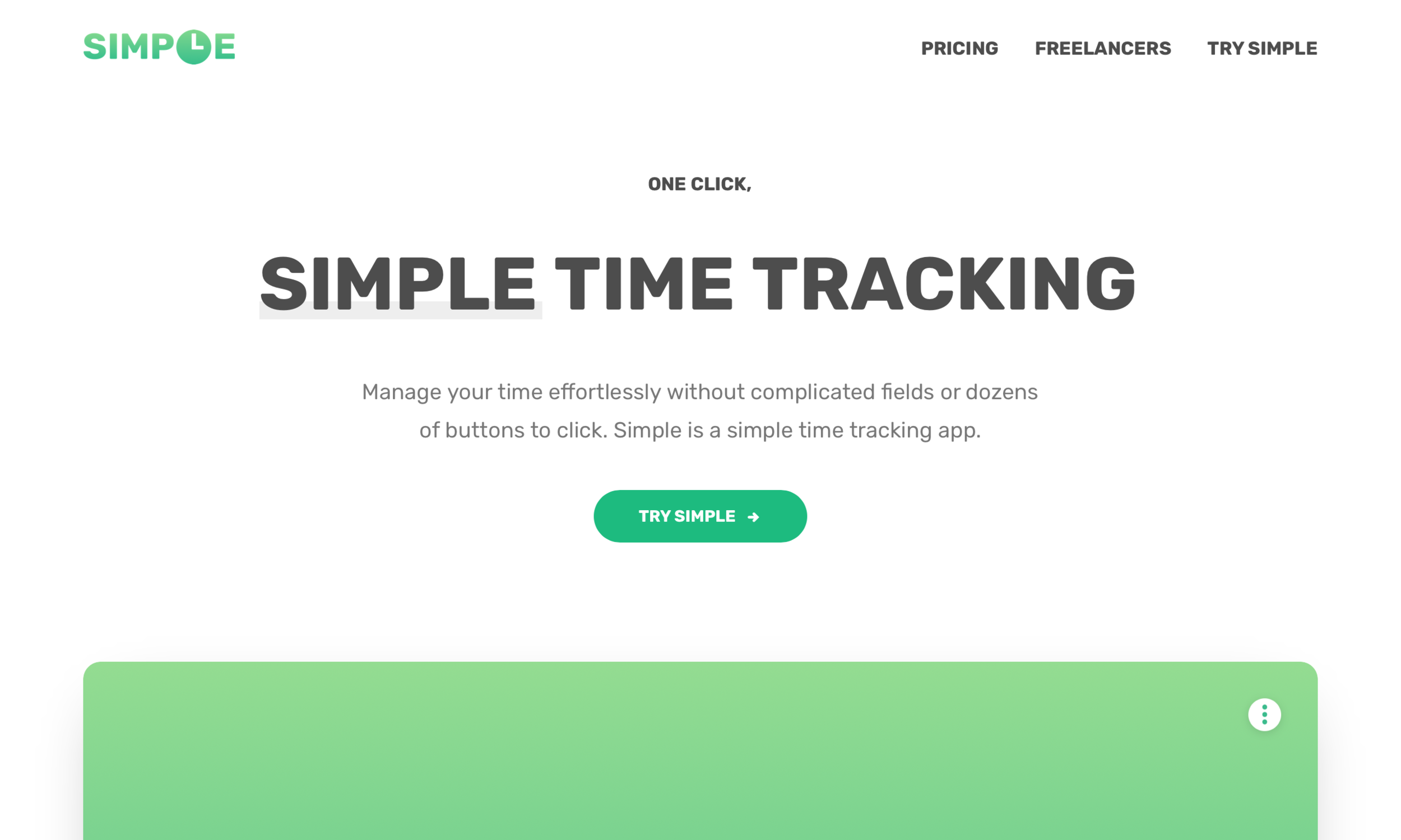 Simple time tracking tool first page