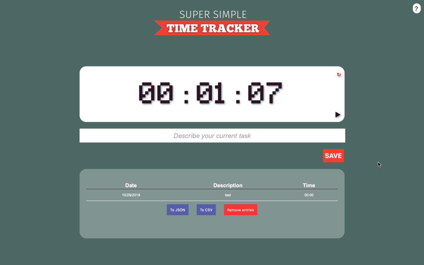 super simple time tracker
